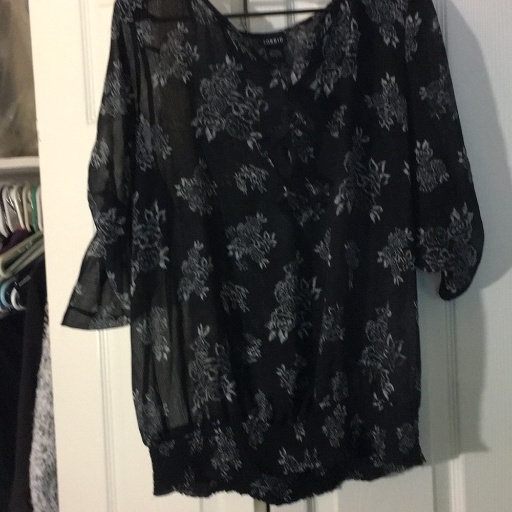 Torrid feminine black and white sheer top